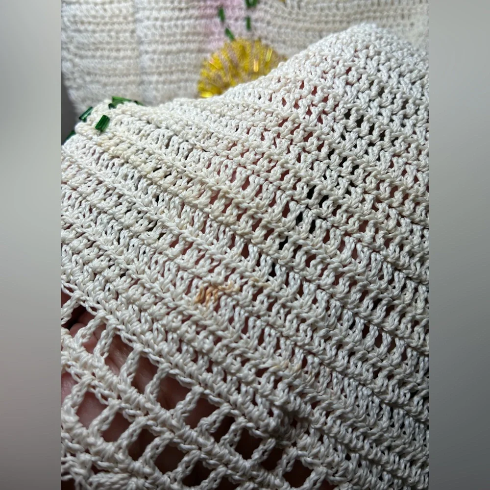 PAPELL BOUTIQUE EVENING Large ivory crochet beaded 2 pieces outfit - Picture 6 of 16